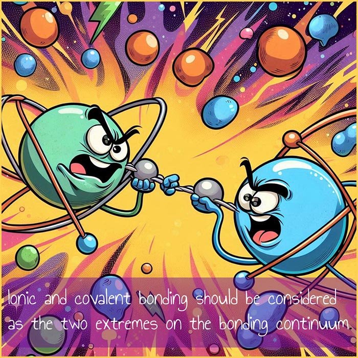 Image to show that ionic and covalent bonding are two extremes on the bonding continuum